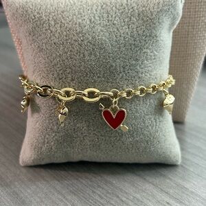 18K Gold Filled Heart Charm Bracelet | 6–6.5” | Dainty